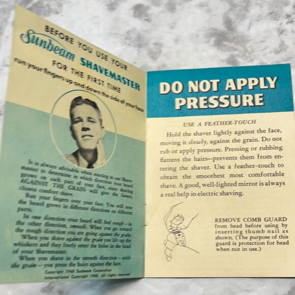 Sunbeam Shavemaster Model W Instruction Booklet Vintage 50s Shaving Manual - Picture 5 of 8